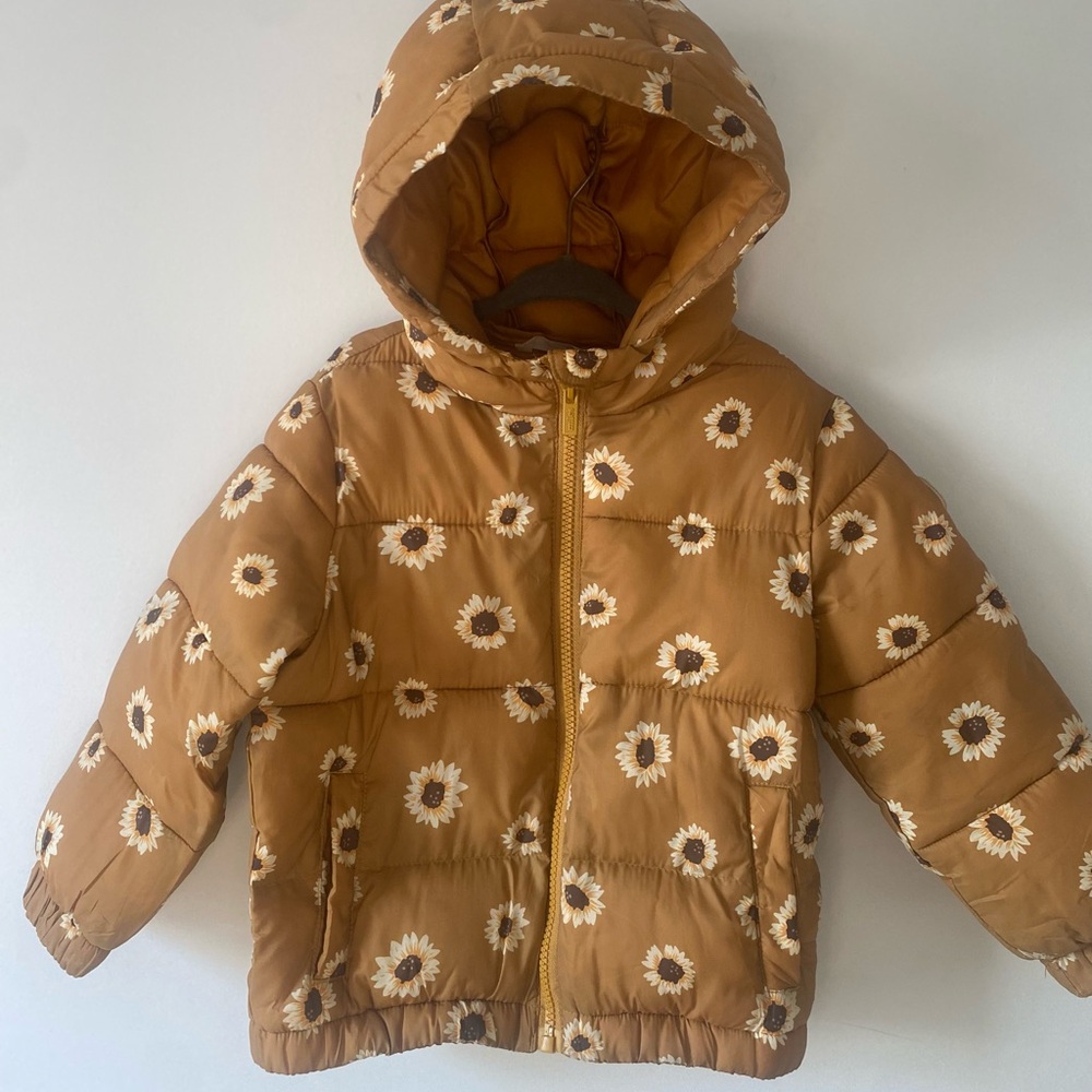 Goldenrod Sunflower Packable Puffer Jacket 3T/4T